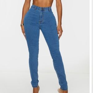 Shape mid wash blue high waisted skinny jeans